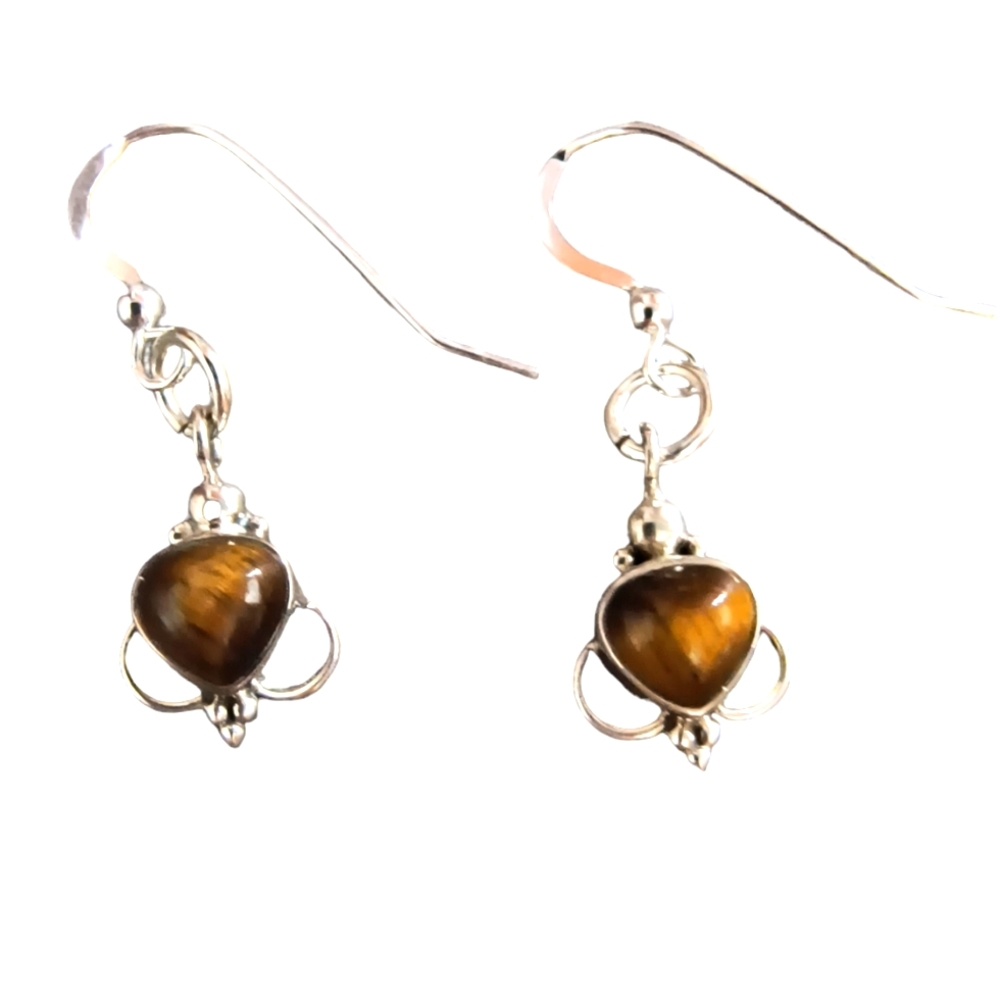 Tiger's Eye and Sterling Silver Drop Earrings